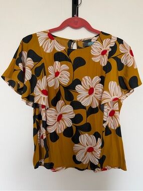 Anthropologie Eva Franco Floral Flutter Sleeve Floral Top
